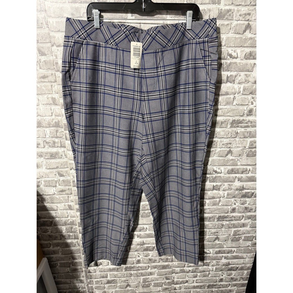 Torrid Grey Blue Plaid Ponte Pull On Taper Pants Size 2X 18-20 New